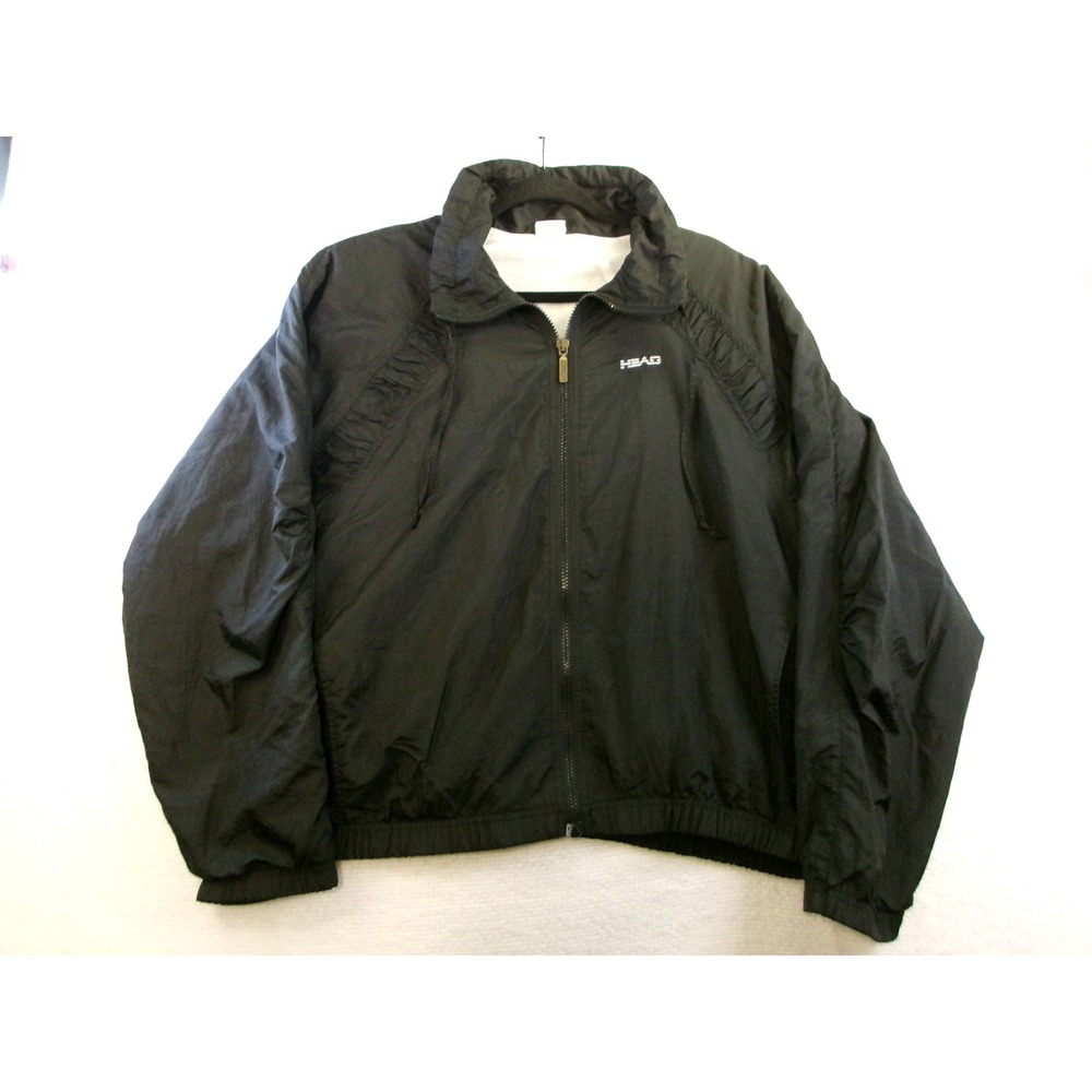 HEAD Sportswear Windbreaker‎ Jacket Mens Large Black Vintage Full Zip